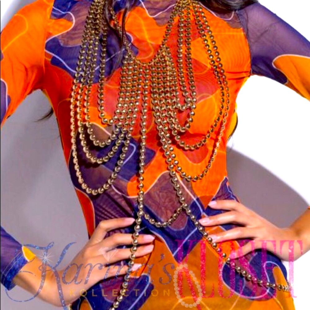 Golden Goddess Body Chain Harness, Body Jewelry, Summer Drip, Gold Metallic 👑